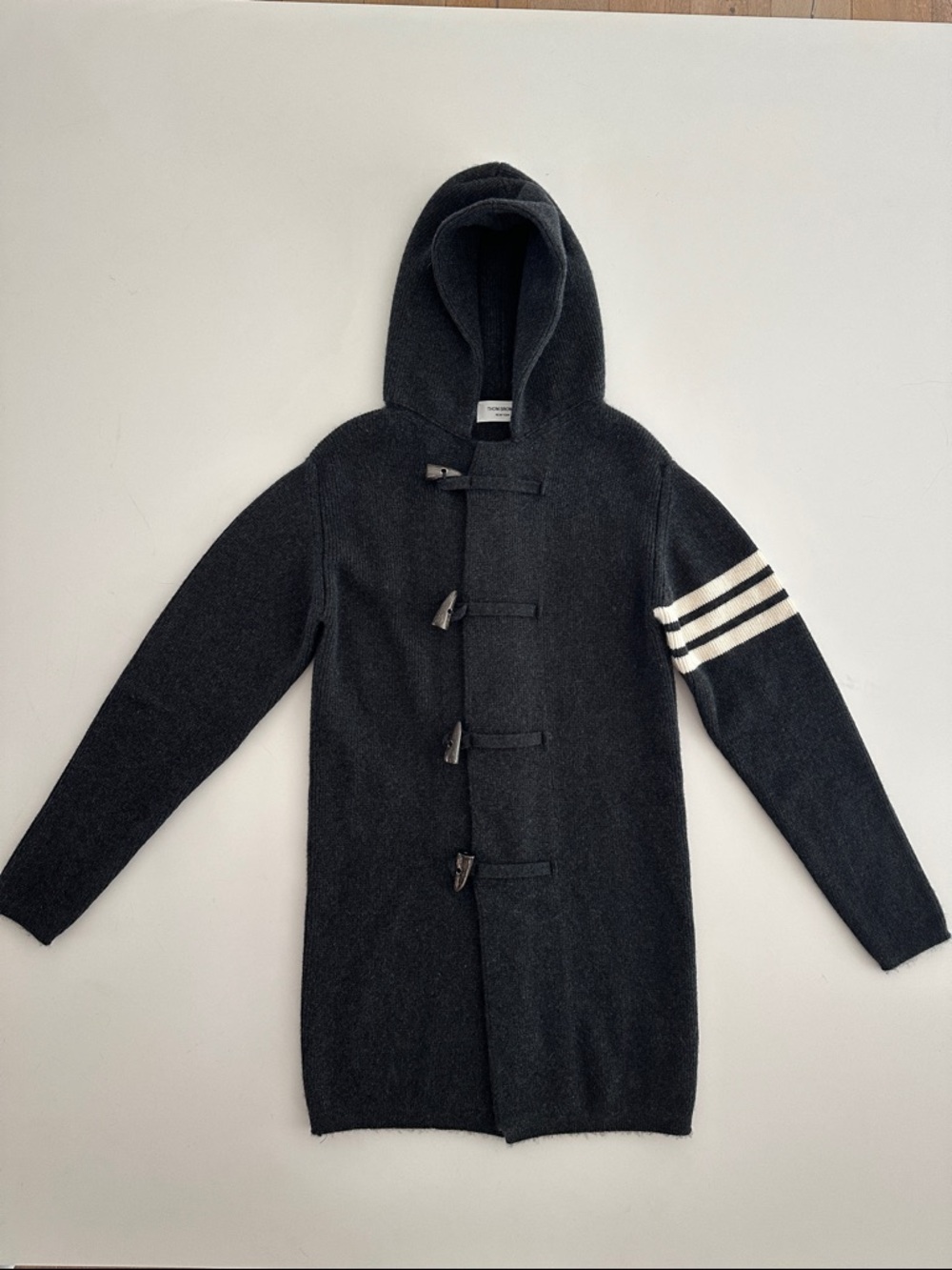 Thom Browne Charcoal Cashmere Hooded Cardigan